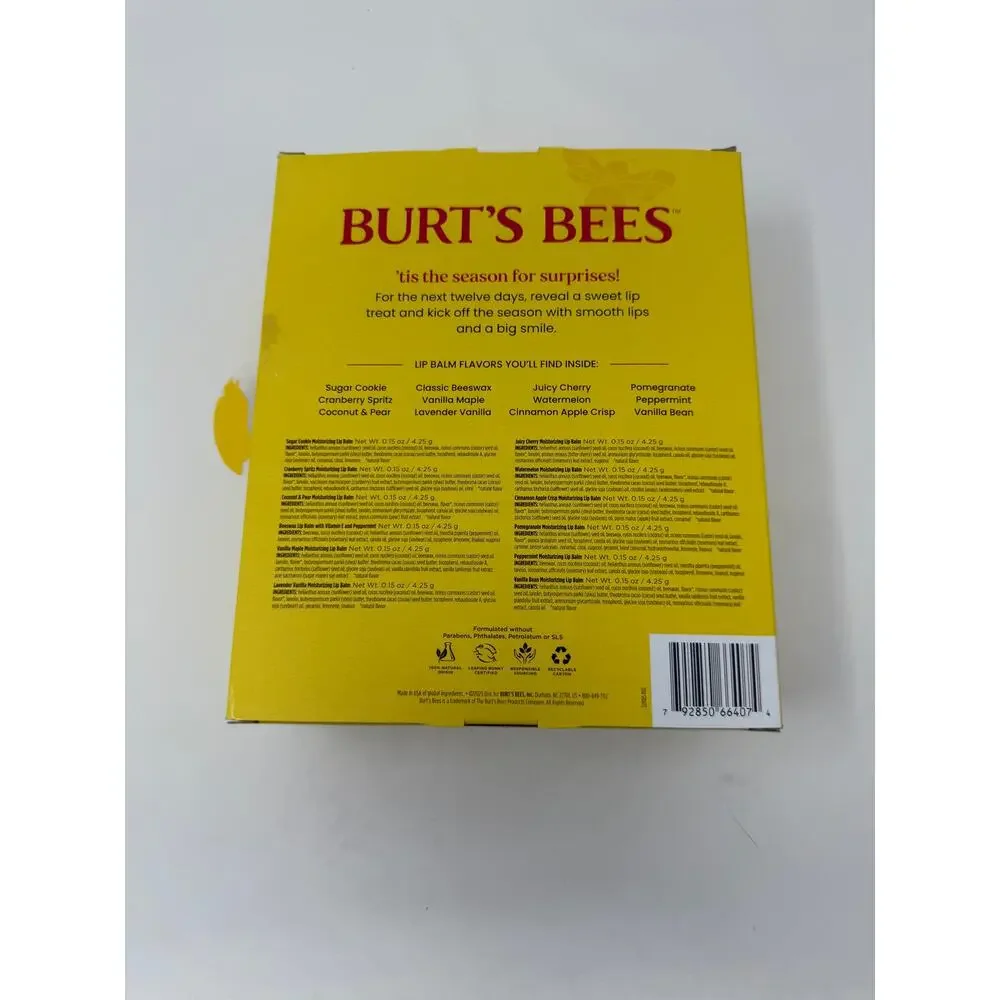 BURTS BEES 12 Days of Joy Advent - 12 lip balms